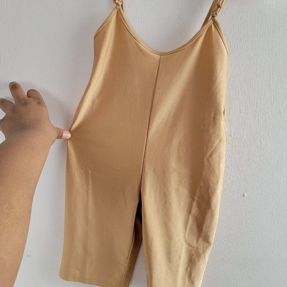 SJL Apparel Womens Brown Spaghetti Strap V Neck Casual One Piece Jumpsuit Size S